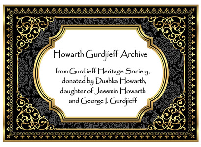bookplate for Howarth Gurdjieff Archive books
